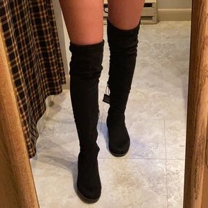 black over the knee suede boots